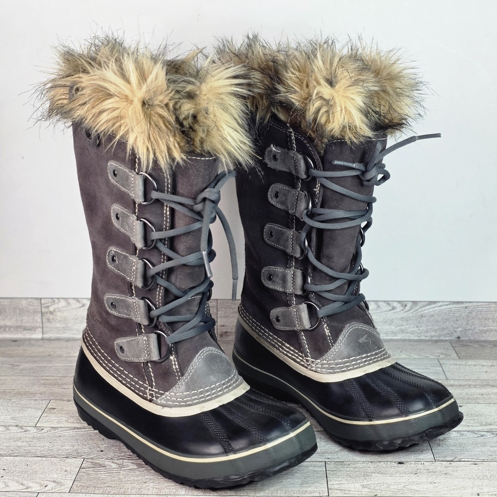 Sorel Joan of Arctic Waterproof Women's Size 6 Quarry Gray Nubuck Leather Boots
